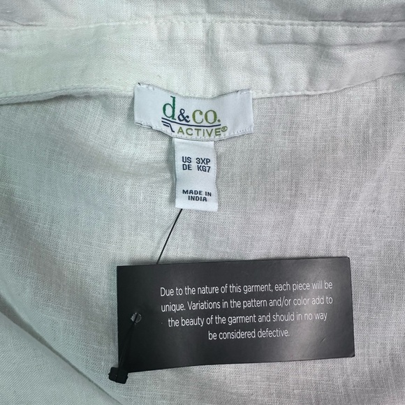 Blue and White Linen Blend Button Down Shirt - Picture 6 of 7